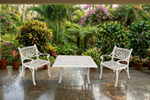 Vega Floral Square Coffee Table with 2 Floral Chairs (Set of 3)
