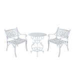 Vela Small Flower Aluminium Table with 2 Floral Armchairs
