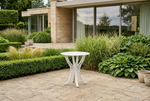 Orion Small Round Aluminium Table with 4 legs. Basketweave design