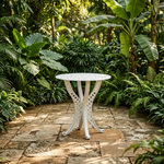 Orion Small Round Aluminium Table with 4 legs. Basketweave design