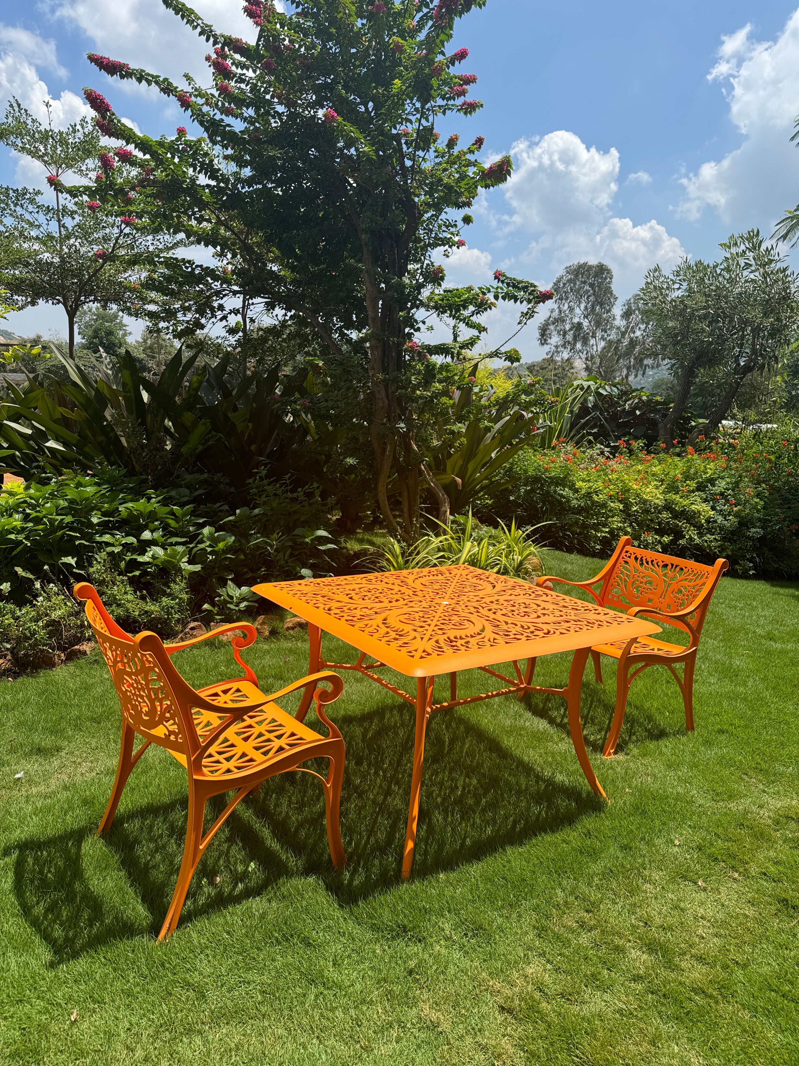 Vega Floral Square Table with 2Chairs (Set of 3)