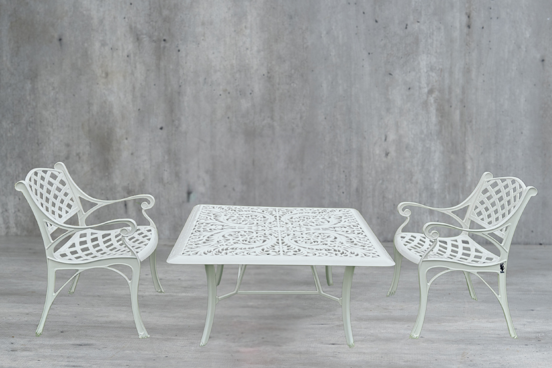 Vega Floral Square  Coffee Table with 2Chairs (Set of 3)