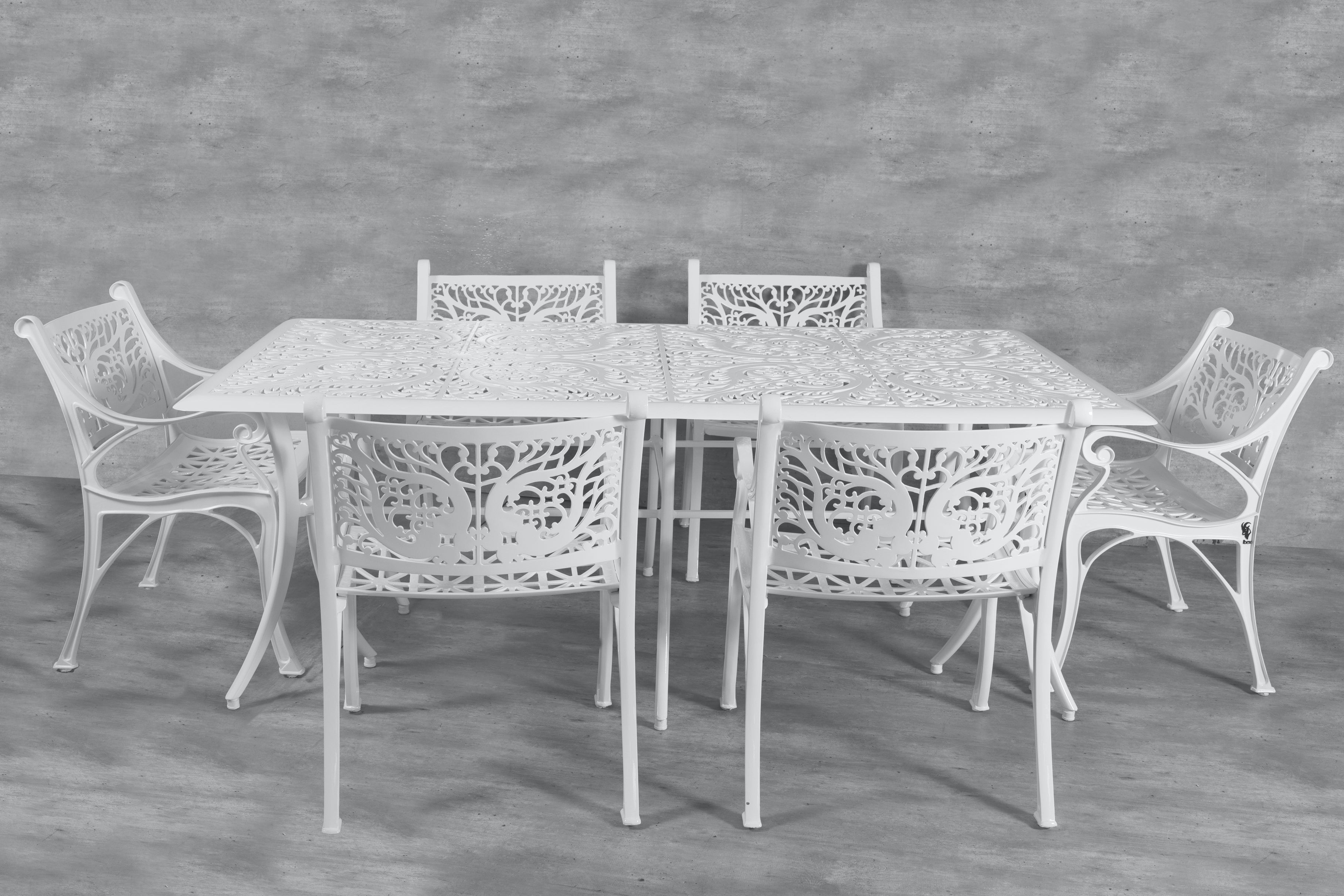 Vega Floral Rectangle Table and 6Chairs (Set of 7)